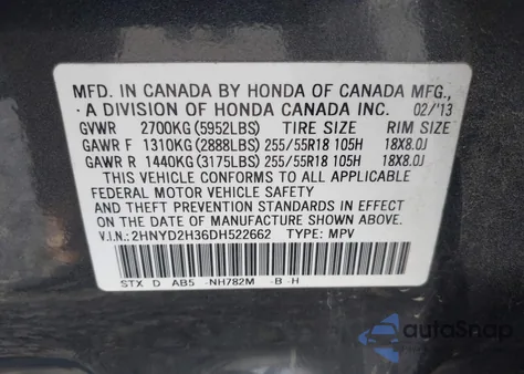 2013 Acura Mdx Technology Package z USA, uszkodzony, nr VIN 2HNYD2H36DH522662
